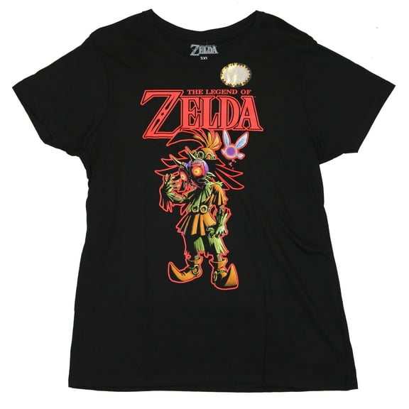 Legend of Zelda Girls Juniors T-Shirt - Stylized Majora's Mask Skull Kid Link (3X-Large)