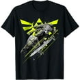 thumbnail image 1 of Legend of Zelda Link Neon Green Crest DTG Print Unisex T-Shirt,Black Color,Size M, 1 of 5