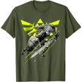 thumbnail image 1 of Legend of Zelda Link Neon Green Crest DTG Print Unisex T-Shirt,Military Green Color,Size 3XL, 1 of 5