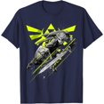 thumbnail image 1 of Legend of Zelda Link Neon Green Crest DTG Print Unisex T-Shirt,Navy Color,Size YM, 1 of 5