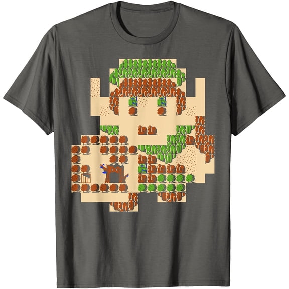 Legend of Zelda Link Portrait 8-Bit Map Graphic DTG Print Unisex T-Shirt