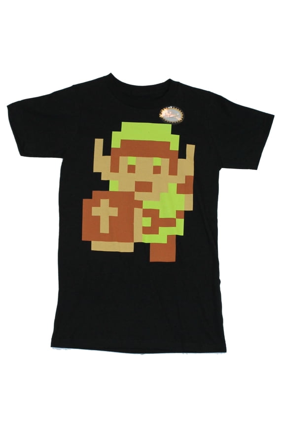 Legend of Zelda Mens T-Shirt - Classic 8-Bit Approaching Link Image (X-Small)