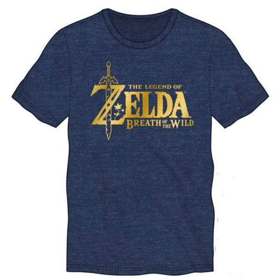 Legend of Zelda Metallic Logo Men's Navy Shirt, Large