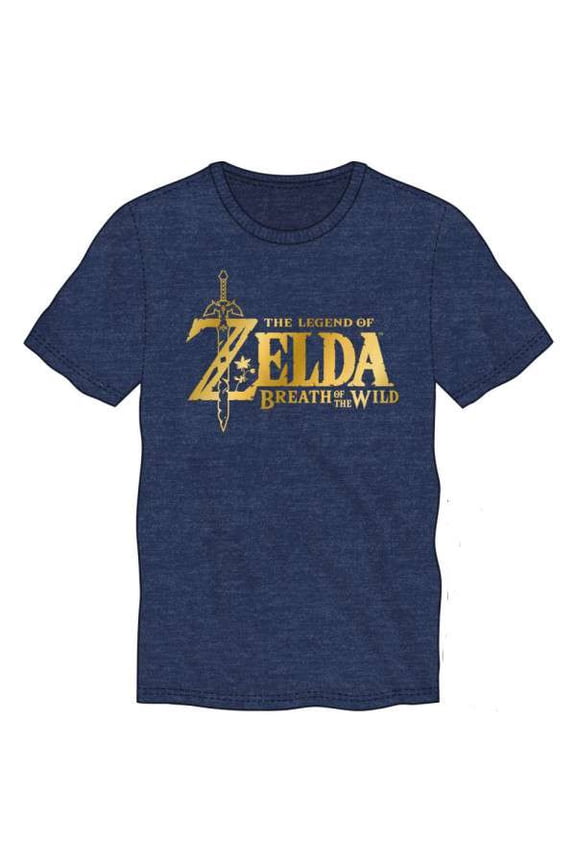 Legend of Zelda Metallic Logo Men's Navy Shirt, Large