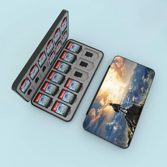 Legend of Zelda Nintendo Switch Game Case for Switch Cartridge Case with 24 Game Card Slots & SD Card Slots, Hard Shell, Silicone Lining Black