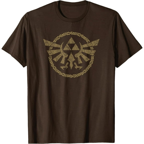 Legend of Zelda Tears Of The Kingdom Hyrule Badge DTG Print Unisex T-Shirt,Dark Chocolate Color,Size 4XL