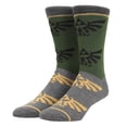 thumbnail image 1 of Legend of Zelda Triforce Icon on Olive and Gray Men's Casual Crew Socks, 1 of 5