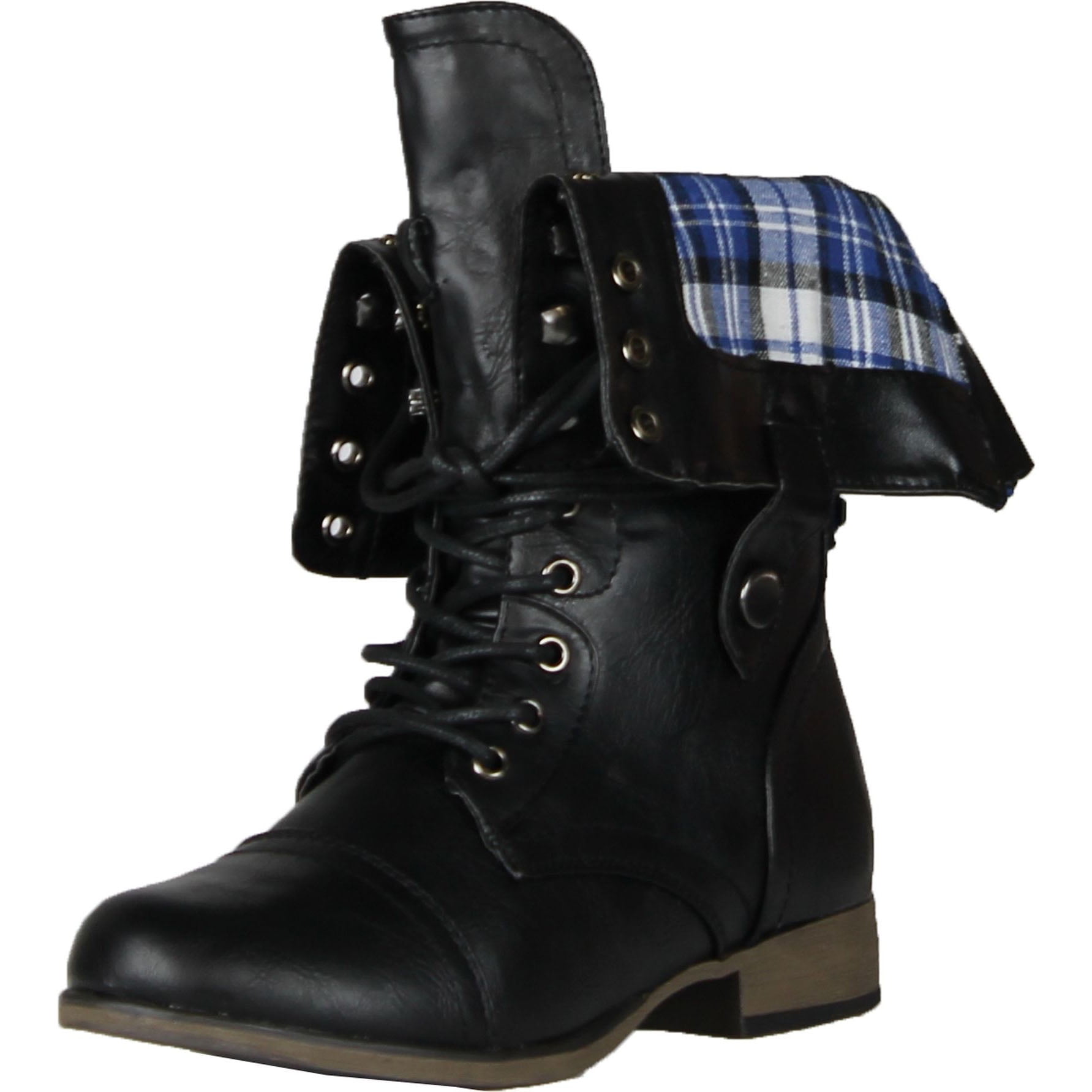 Black fold sales over combat boots