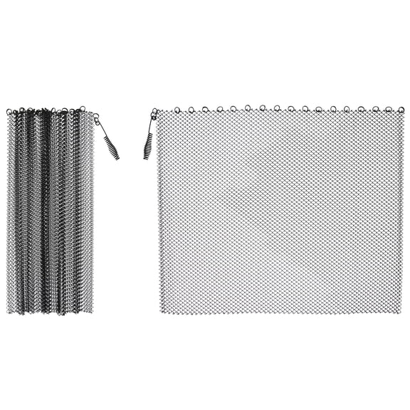 LegendFlame Fireplace Mesh Screen Curtain 24 High, Two 24" Wide Panels, Black Matte, SP62-24