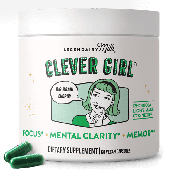 Legendairy Milk Clever Girl Focus Supplement for Memory, Focus, and Mental Clarity, 60 Capsules