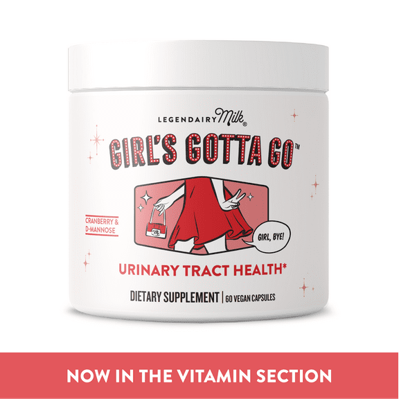 Legendairy Milk Girl's Gotta Go Urinary Tract Health Supplement, Cranberry and D-Mannose, 60 Count