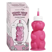 Legendairy Milk Honey Bear Silicone Straw Cup for Infants, Raspberry Sorbet, 8 oz