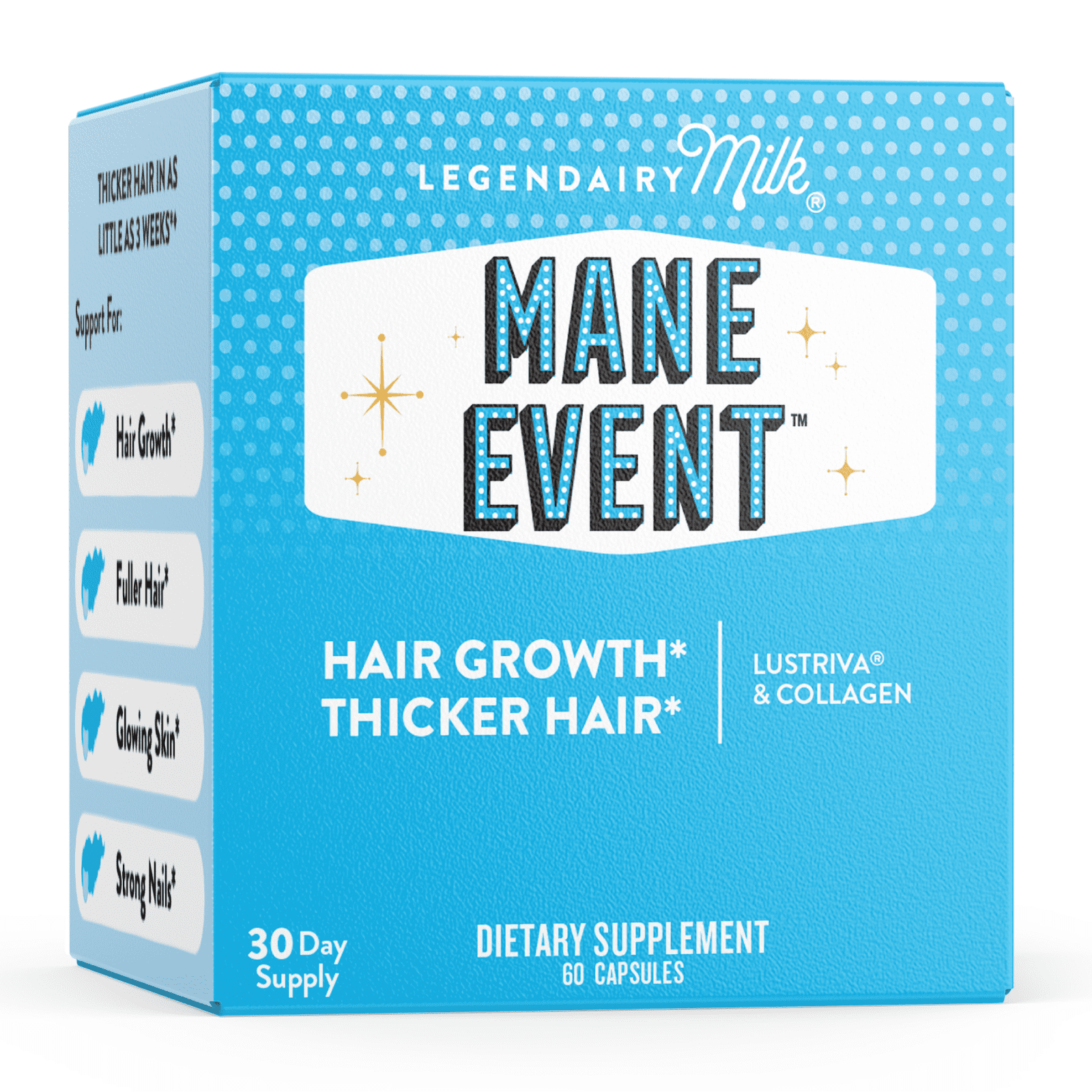 Legendairy Milk Mane Event Supplement Capsules for Hair, Skin, and Nails, 60 Count
