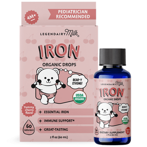 Legendairy Milk Organic Infant Iron Drops, Liquid Iron Supplement for Babies and Toddlers, 2 fl oz