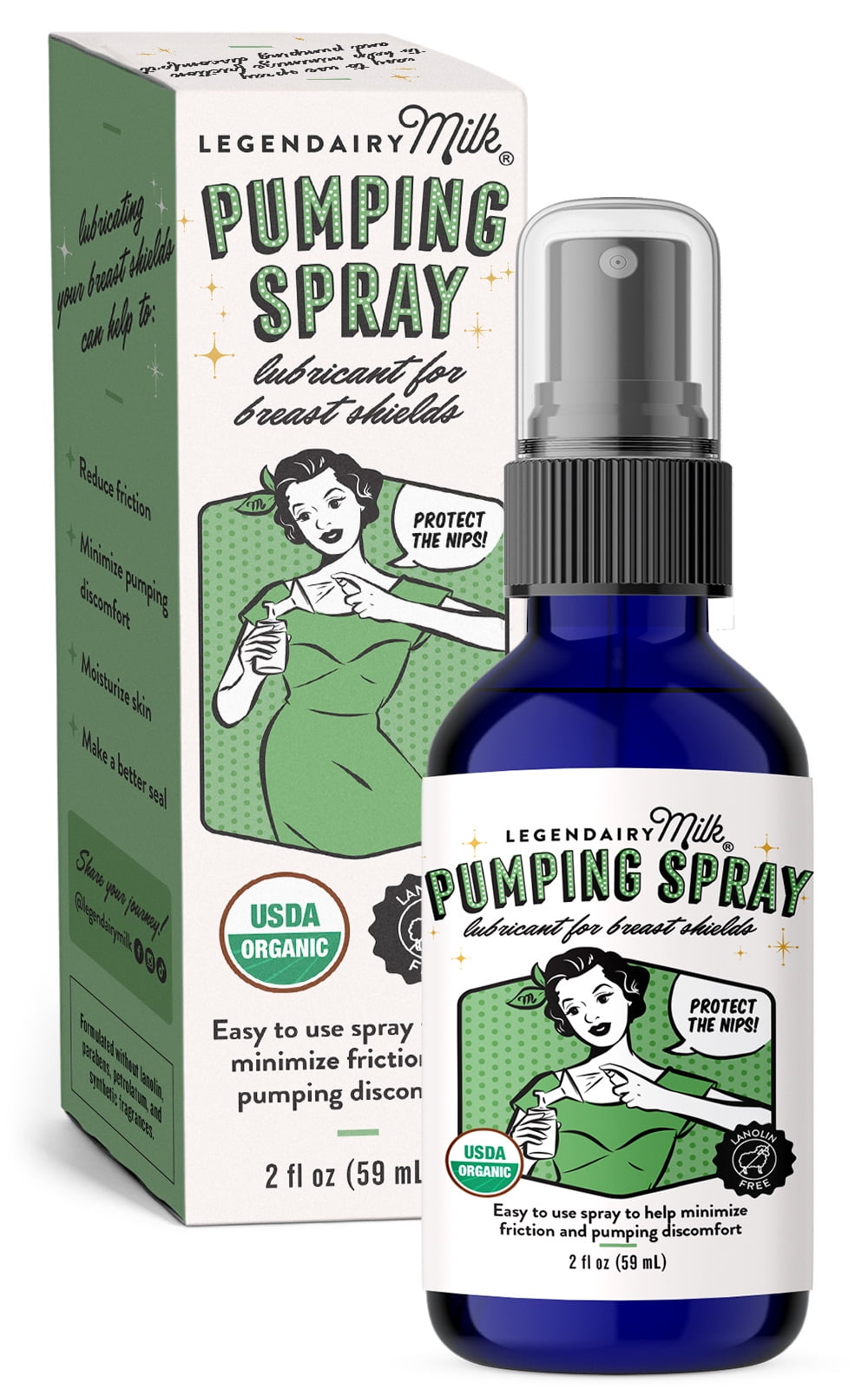 Pumping Spray, Organic Breast Pump Spray, Vegan Lubricant for Breast Shield  and Pump Flange, Prevent Clogged Ducts, Reduces Friction, Soreness Relief