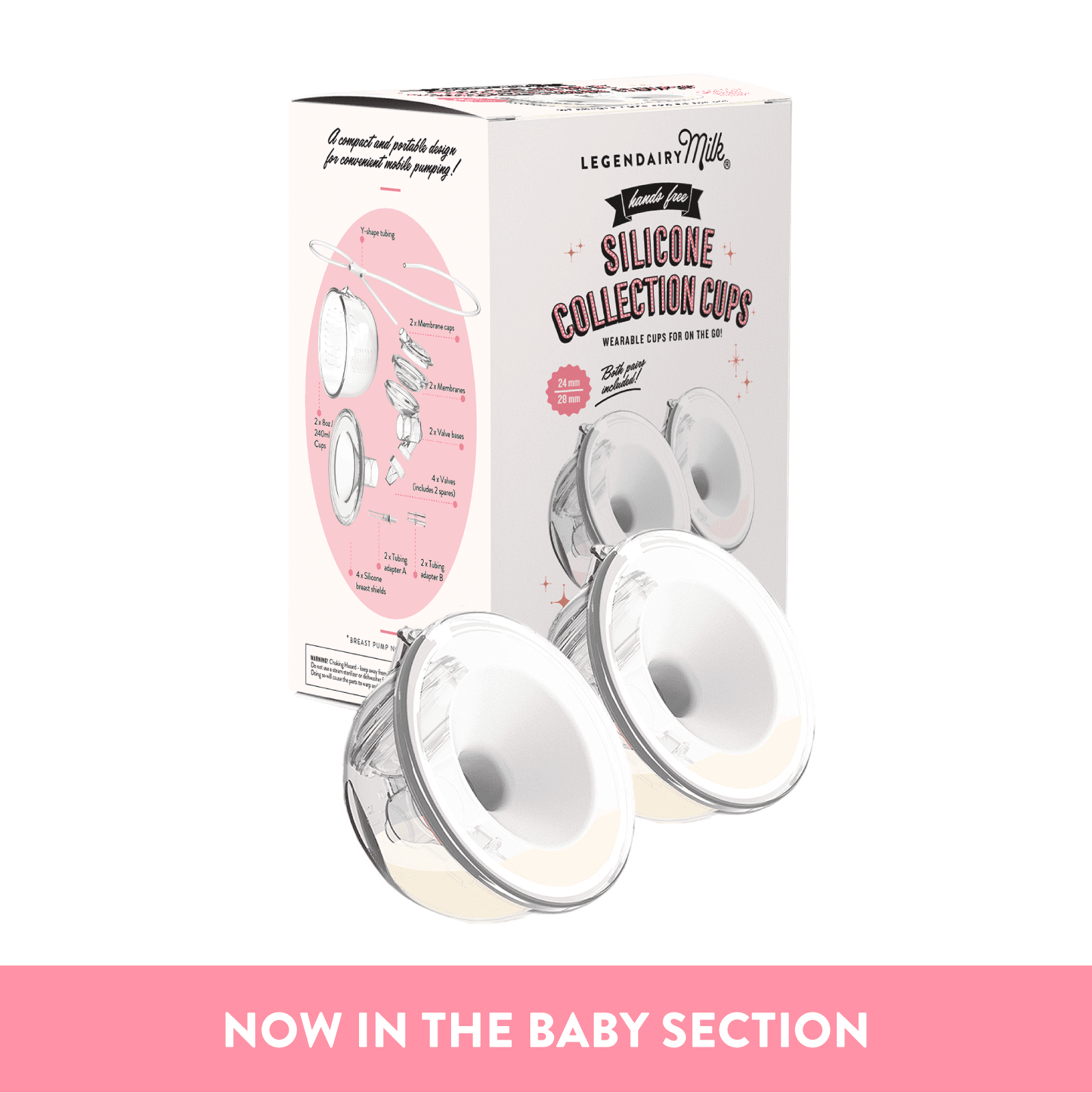Legendairy Milk Silicone Breast Shield Collection Cup Set, Includes 24mm and 28mm, 2 Count