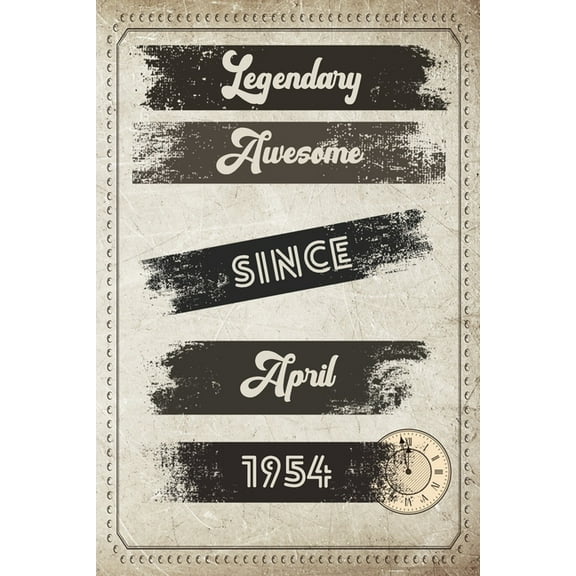 Legendary Awesome Since April 1954 - Birthday Gift for 66 Year Old Men and Women: Lined Elegant Vintage Notebook/Journal, 100 Pages, 6"x9", Soft Cover, Matte Finish (Paperback)