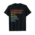 thumbnail image 1 of Legendary Awesome Since March 1981 Vintage T-Shirt for 43rd Birthday Celebration, 1 of 5