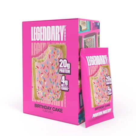 Legendary Birthday Cake Protein Pastry, Low Carb Snack Pack to Go 10 Count