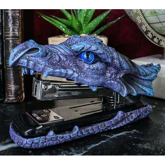 Legendary Blue Ice Fire Dragon Head Stapler Light Duty Office Desktop Accessory