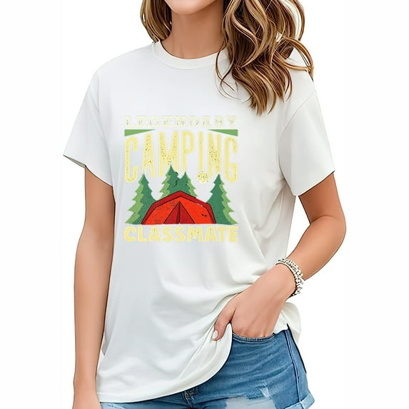 Legendary Camping Classmate Campfire Campsite Camp Casual and Comfortable Women's T-Shirt - Trendy Chest Print