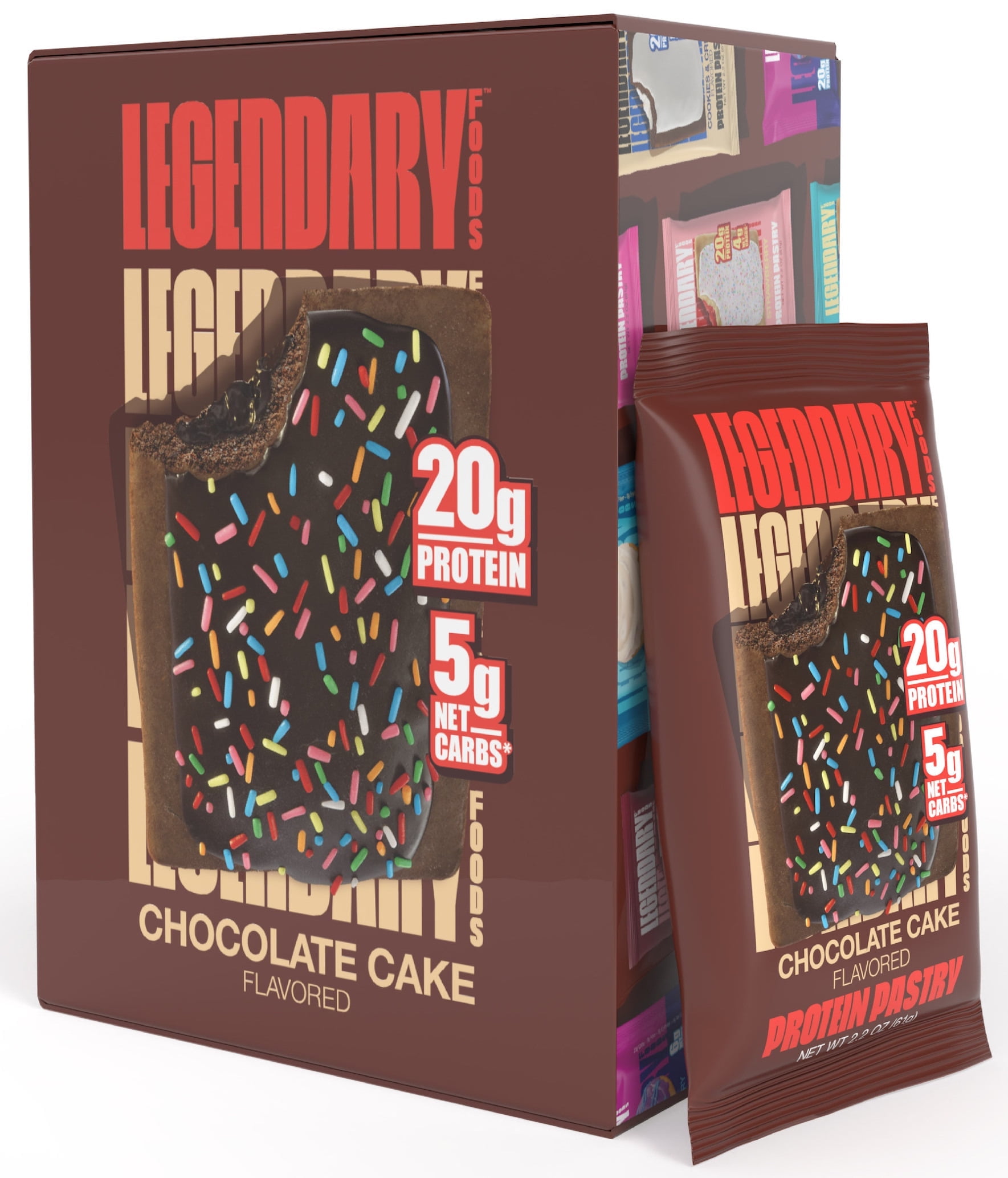 Legendary Chocolate Protein Pastry, Low Carb Snack Pack to Go 10 count