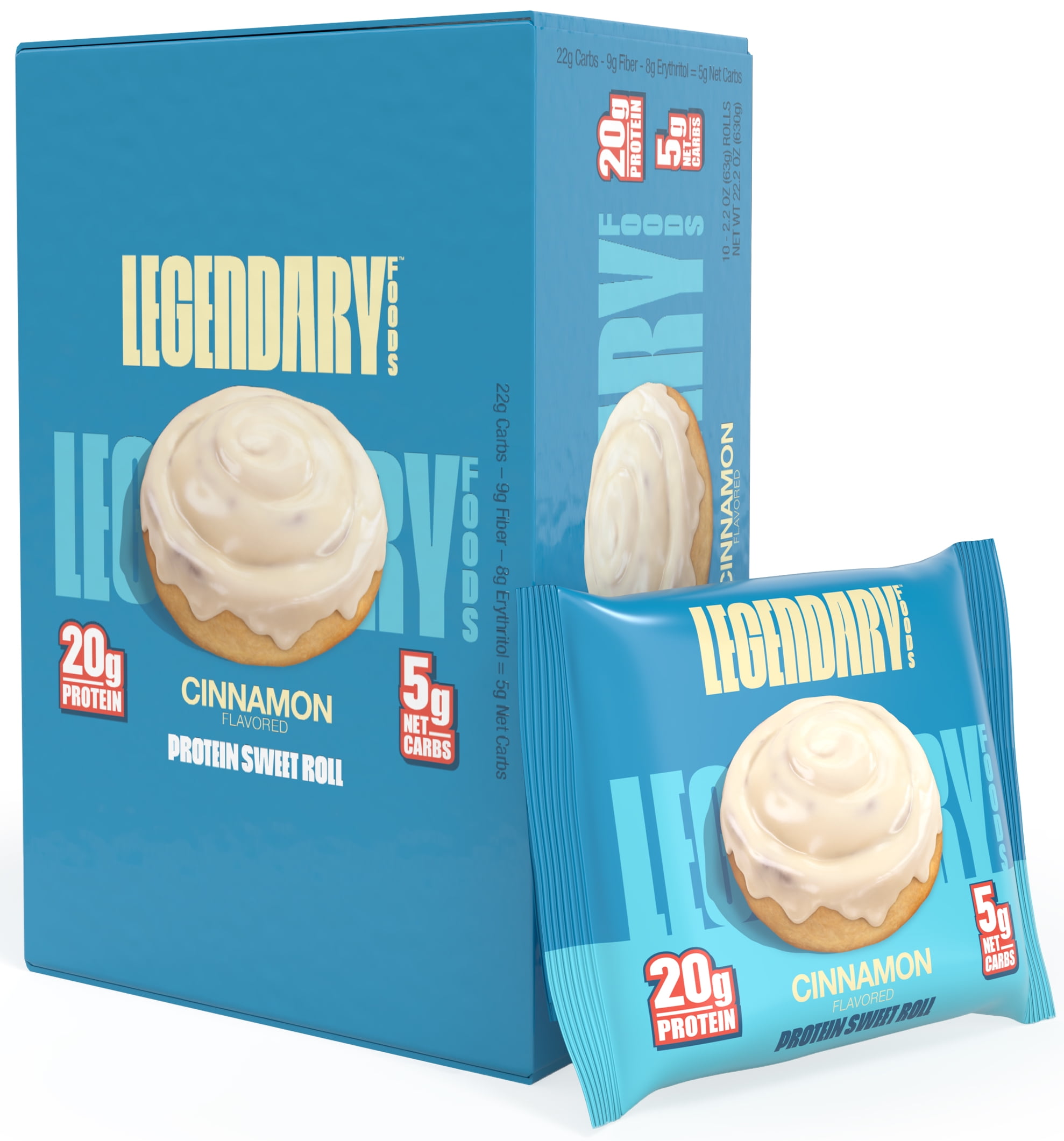Legendary Cinnamon Protein Sweet Roll, Low Carb Snack Pack to Go 10 CT