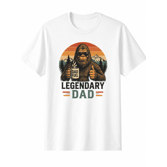 Legendary Dad Bigfoot Graphic T-Shirt Funny Sasquatch Dad Fuel Vintage Father Tee