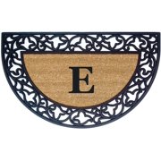 Legendary Doormats 22" x 36" Monogrammed Half Moon Coir Doormat with Non Slip Rubber Border Design Custom Entrance Mat - Monogram E