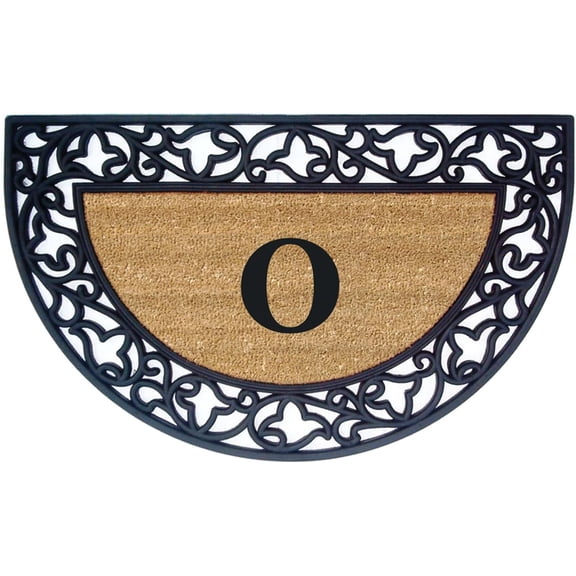 Legendary Doormats 22" x 36" Monogrammed Half Moon Coir Doormat with Non Slip Rubber Border Design Custom Entrance Mat - Monogram O