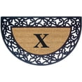 thumbnail image 1 of Legendary Doormats 22" x 36" Monogrammed Half Moon Coir Doormat with Non Slip Rubber Border Design Custom Entrance Mat - Monogram X, 1 of 6