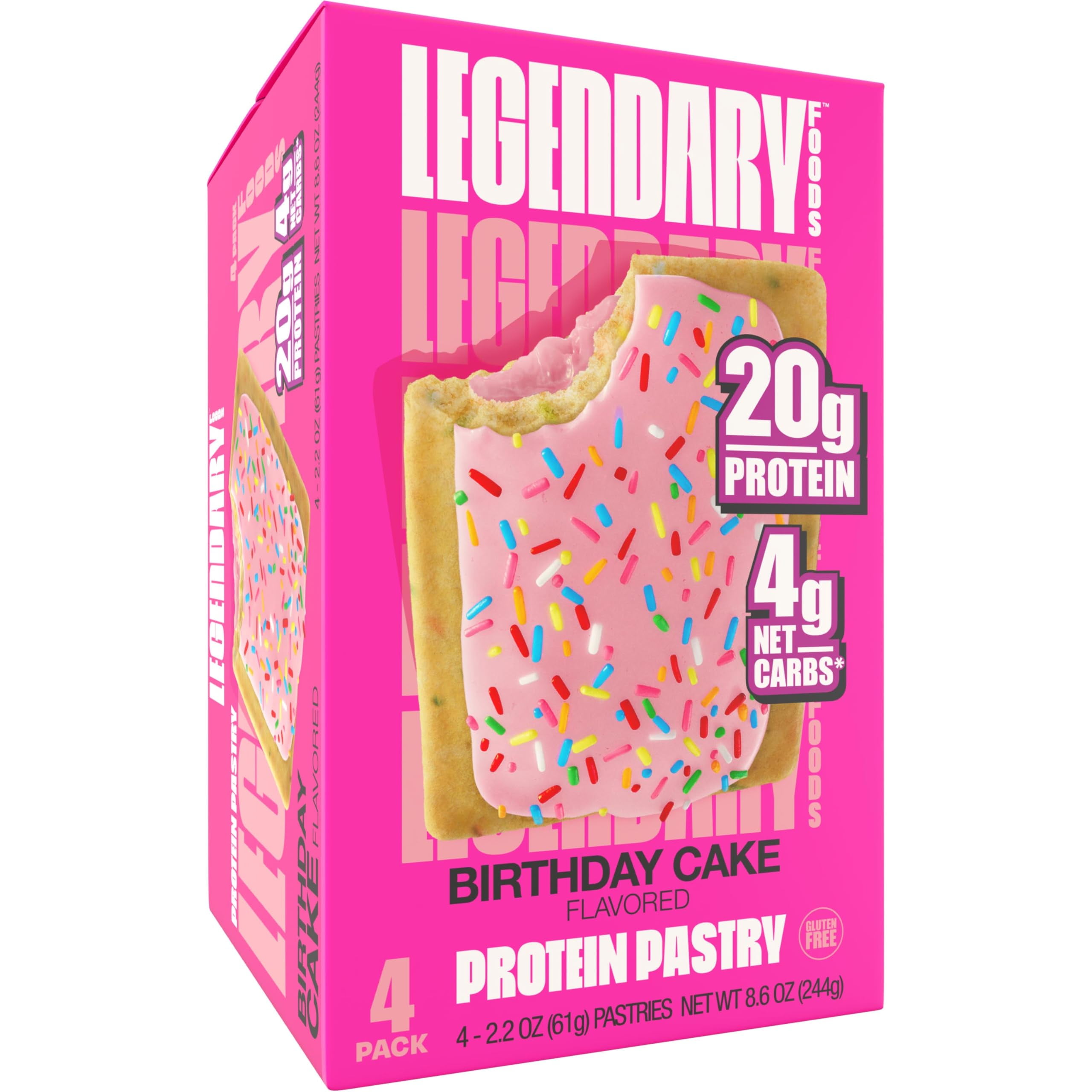 Legendary Foods 20 gr Protein Bar BSL1Alternative Tasty Low Carb gluten free | Keto Friendly | No Sugar Added | High Protein Snacks | On-The-Go Breakfast | Keto Food - Birthday Cake (4-Pack)