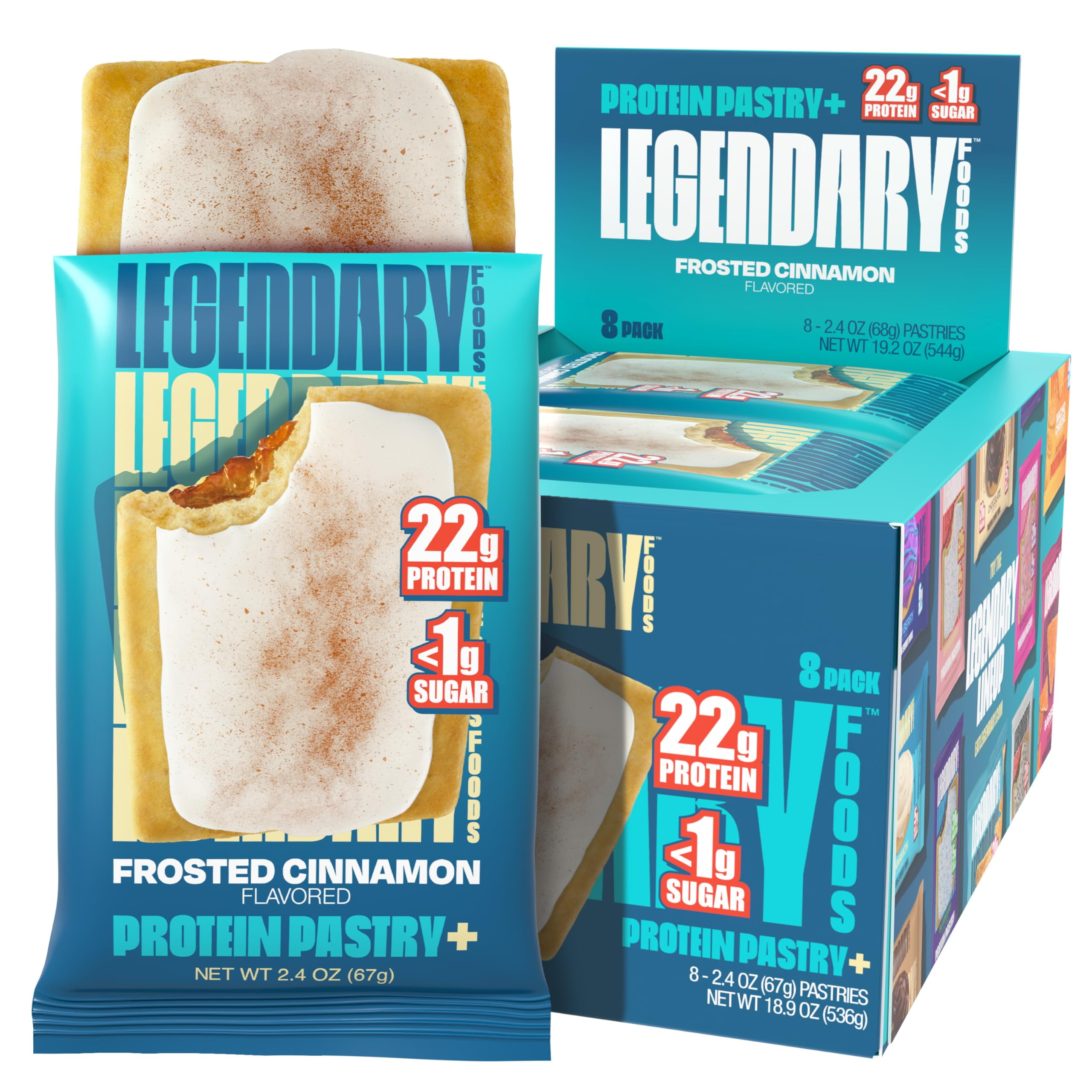 Legendary Foods 22g Protein IFF17 Pastry - High Protein Breakfast & Meal Replacement Bar - Keto Friendly, Gluten Free, Diabetic Friendly Low Carb Snacks