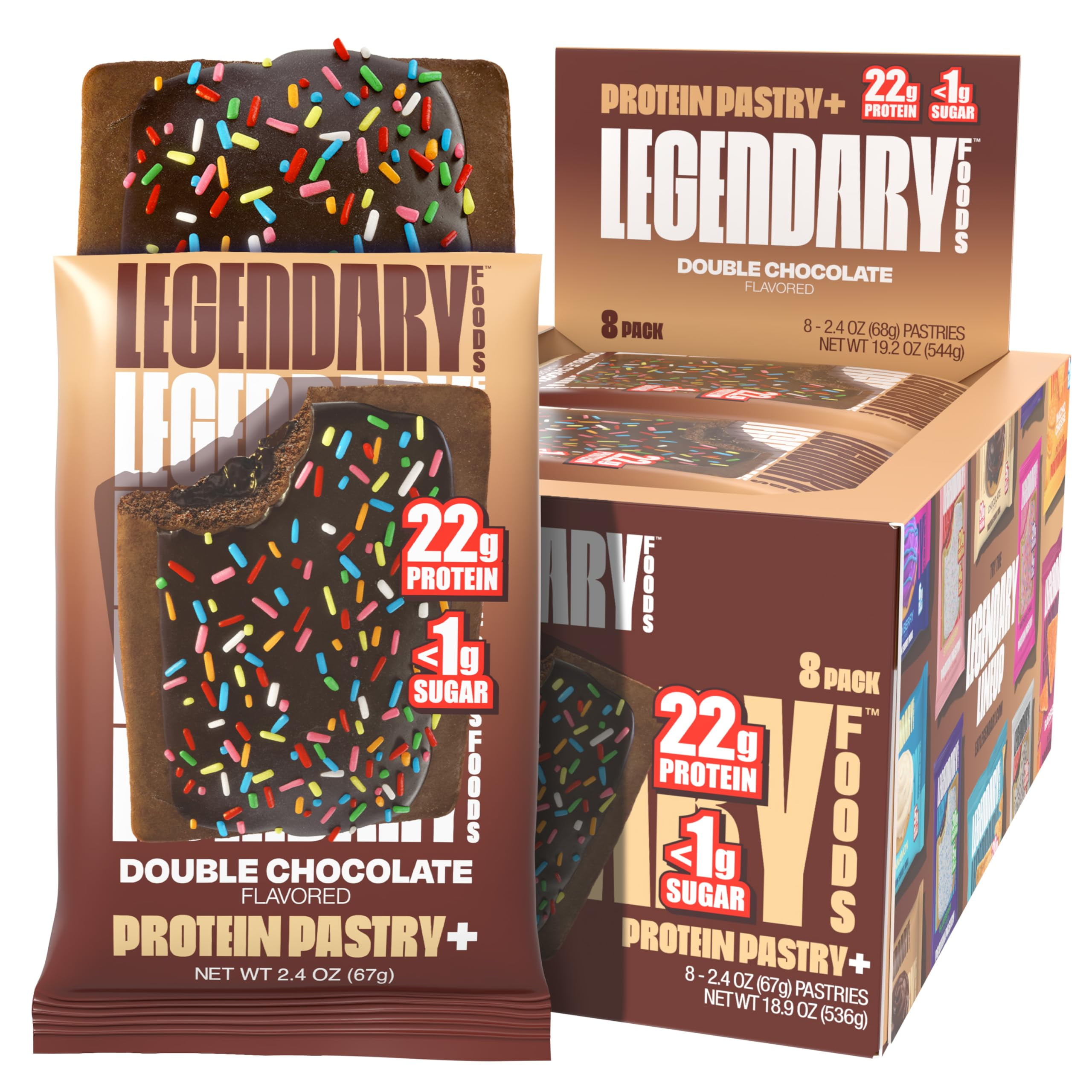Legendary Foods 22gTRDNProtein Pastry+ Premium Low Carb Meal Bar - Low Glycemic, Gluten Free Protien Snacks - Healthy Keto Snack Box, 8x Zero Sugar Energy Bars - Bariatric Diabetic Friendly