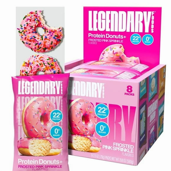 Legendary Foods 22gr Protein BCF26 Donuts - Frosted Pink (2 Donuts per Pack), High Protein, Zero Sugar, Gluten Free, Low Carb, Keto Friendly Snack, Healthy Donut GLP-1, Diabetic, Bariatric Diets