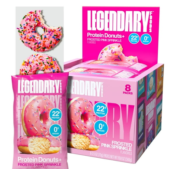 Legendary Foods 22gr Protein Donuts MDA05- Frosted Pink (2 Donuts per Pack), High Protein, Zero Sugar, Gluten Free, Low Carb, Keto Friendly Snack, Healthy Donut GLP-1, Diabetic, Bariatric Diets
