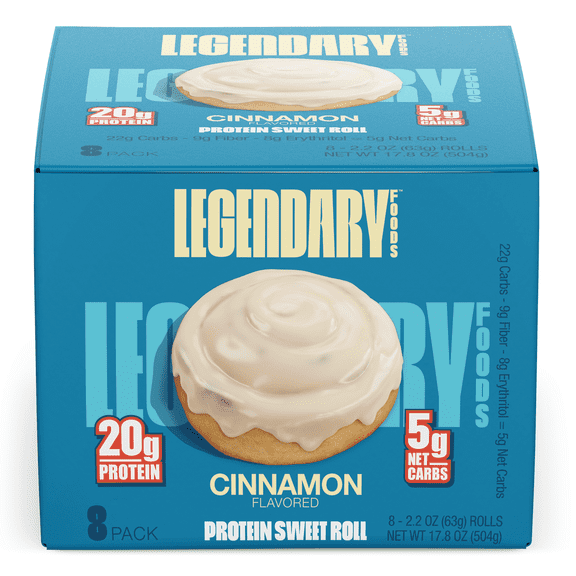 Legendary Foods Cinnamon Protein Sweet Roll, Low Carb Snack Pack to Go 8 count