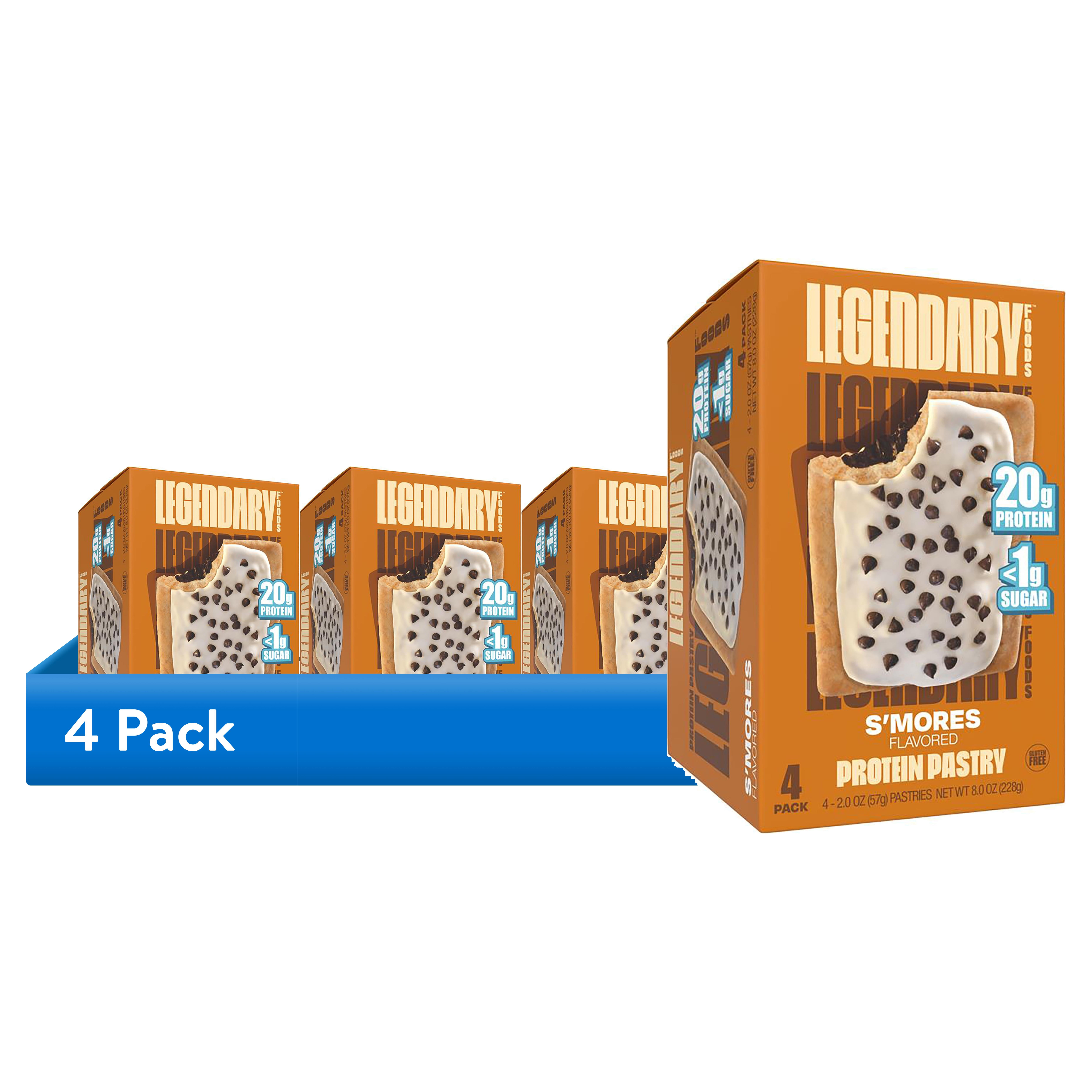 (4 pack) Legendary Foods Gluten Free and Keto Friendly Protein Pastry - S'mores - 8oz/4ct