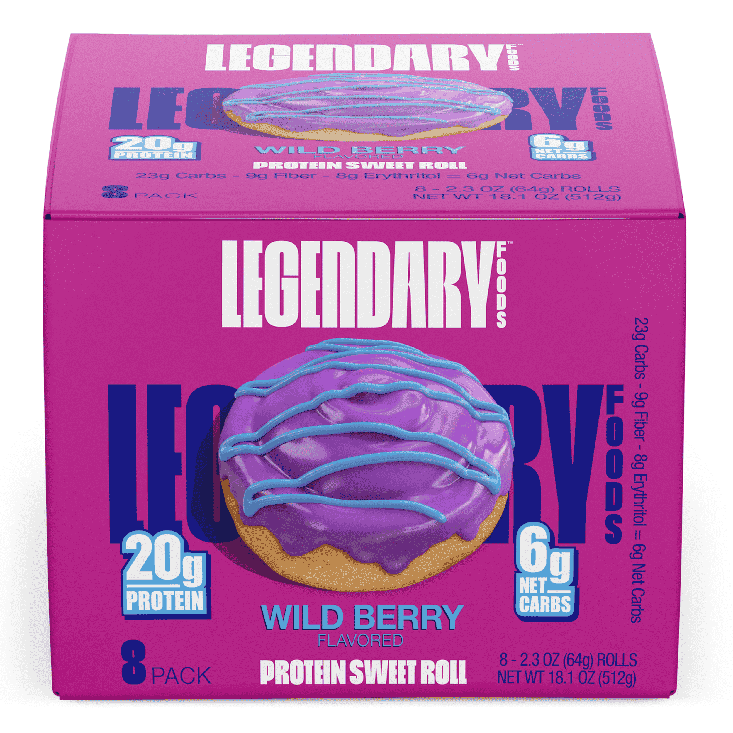 Legendary Foods High Protein Wild Berry Sweet Roll, 20g of Protein 8 Count