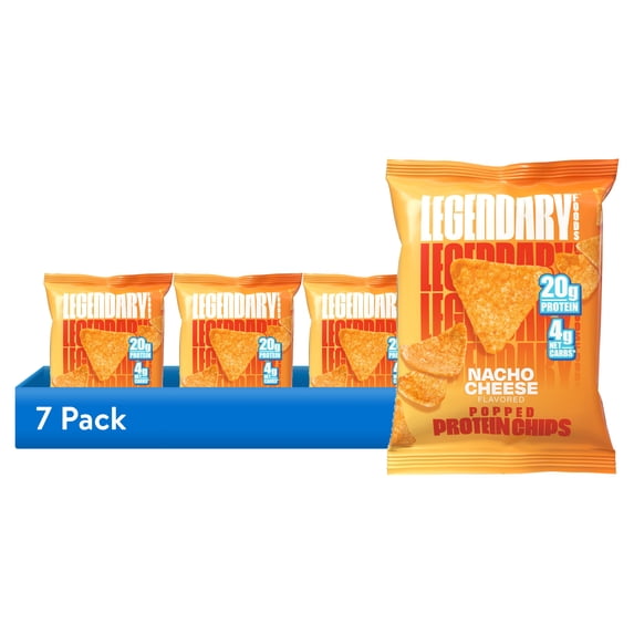 (7 pack) Legendary Foods Popped Protein Chips - Nacho Cheese 1 Count | Protein Snack | Gluten-Free| Keto Friendly