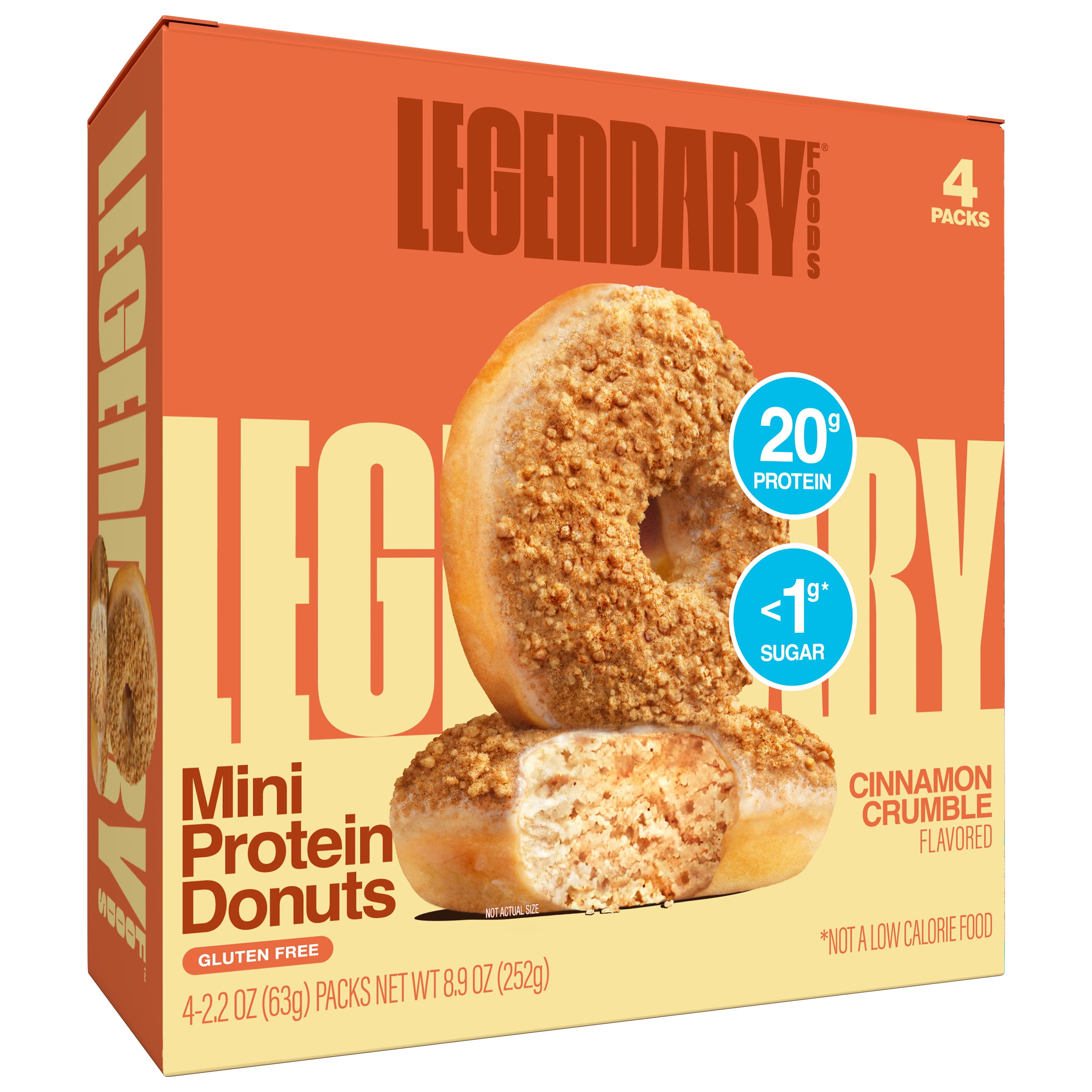 Legendary Foods Protein Donuts, Cinnamon Crumble, 20g Protein, 4 Pack, Keto Friendly, Gluten Free