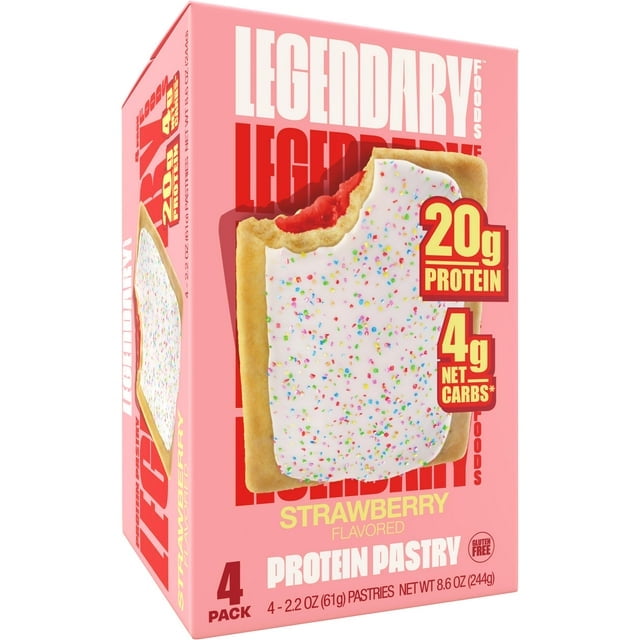 Legendary Foods Protein Pastry - Strawberry 4 Pack | Protein Snack | Keto Friendly | Gluten-Free