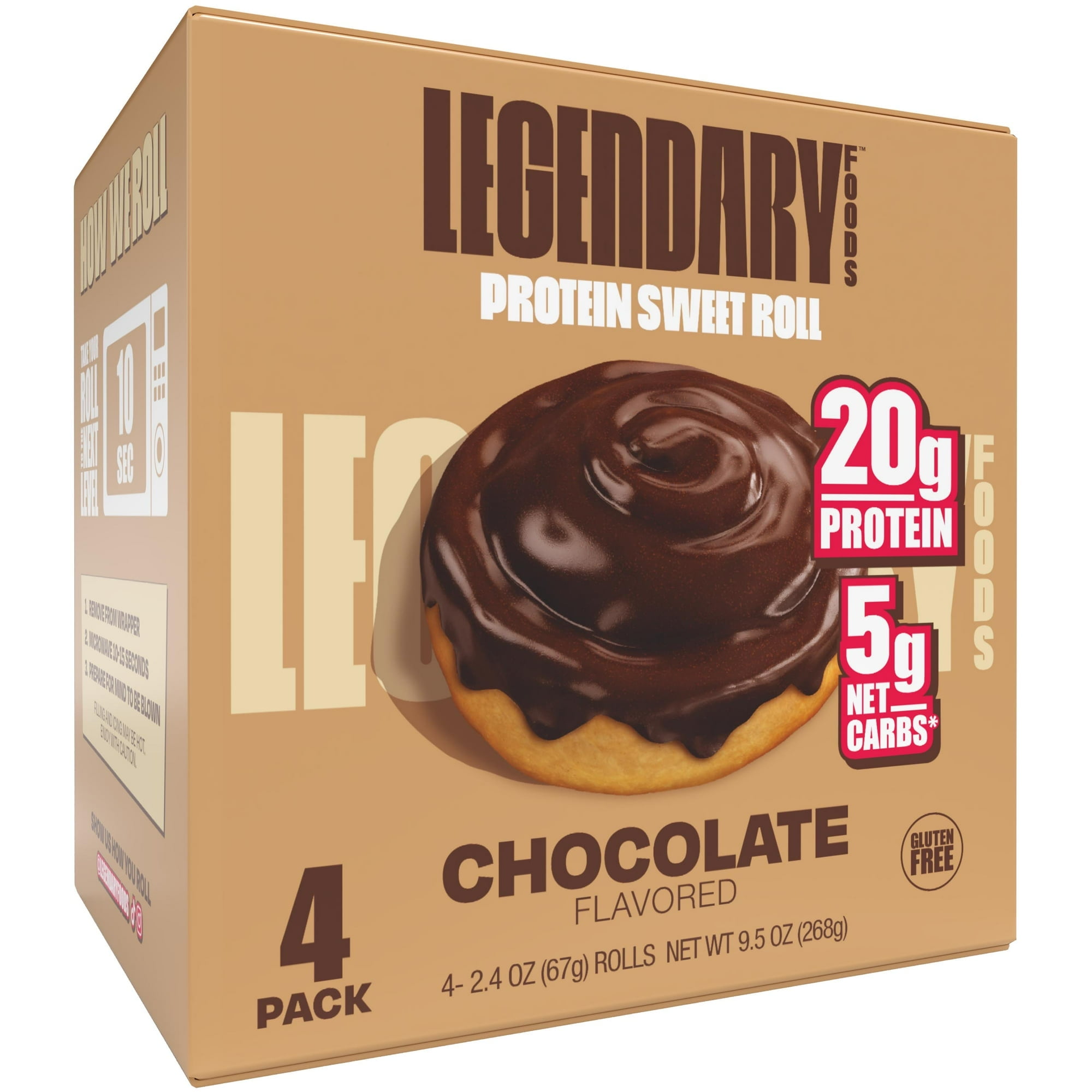 Legendary Foods Protein Sweet Roll - Chocolate 4 Pack | Protein Snack | Gluten-Free| Keto Friendly - pack of 3