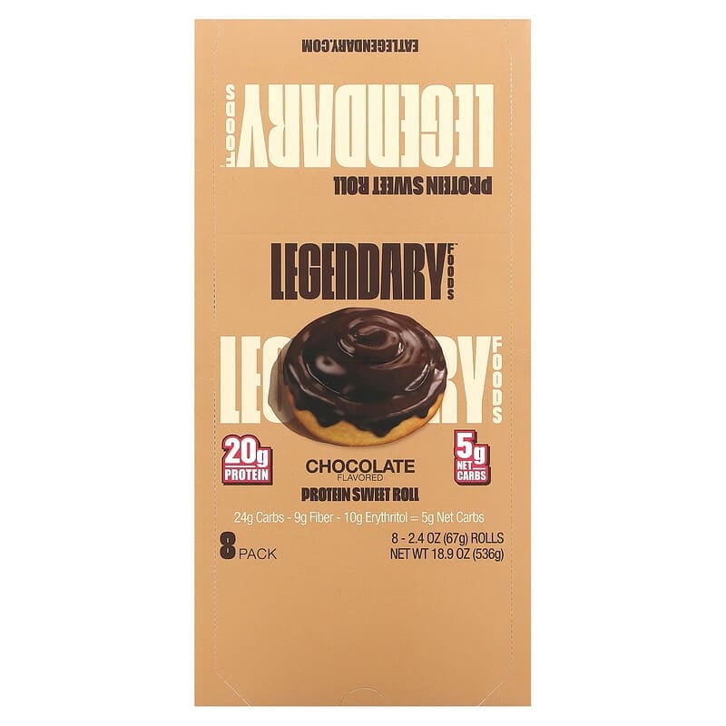 Legendary Foods, Protein Sweet Roll, Chocolate, 8 Pack, 2.4 oz (67 g) Each Pack of 4