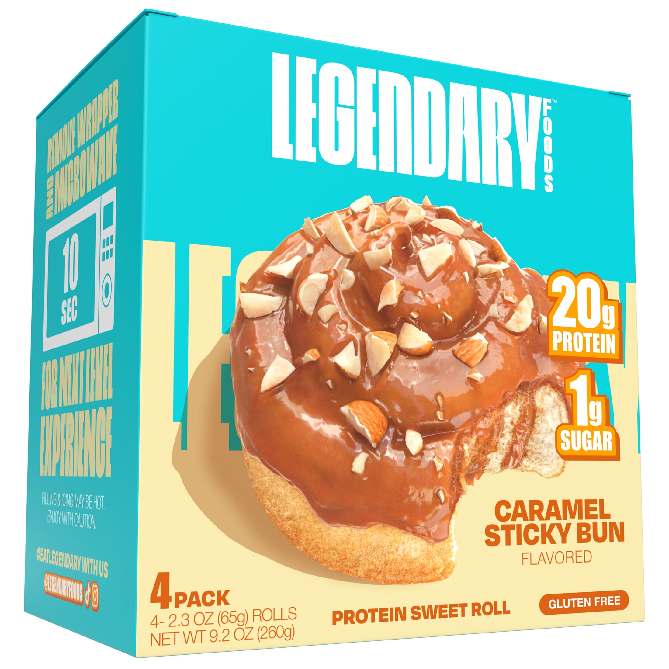 Legendary Foods-Protein Sweet Roll-Caramel Sticky Bun 9.2oz/ 4ct