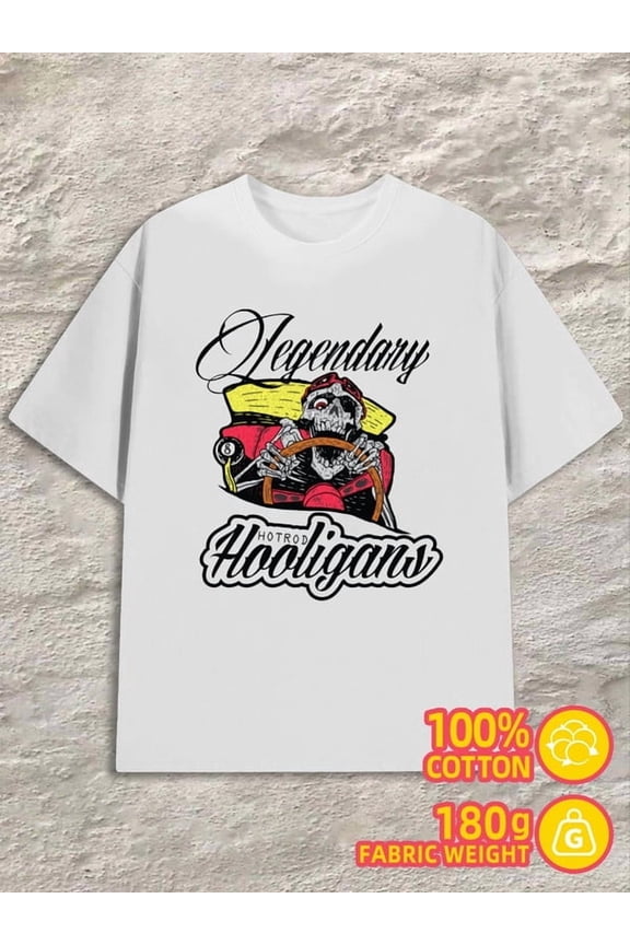 Legendary Hooligans mens 180G 100% Cotton white Unique Design Unisex Shirt Crewneck tshirts Classic Unisex Shirt Short Sleeve tshirts Unique Design Unisex Shirt Graphic Tee tshirts