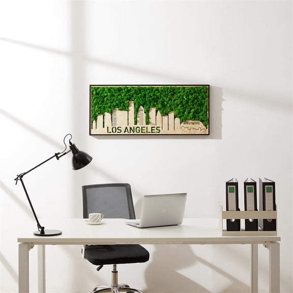 Legendary LA Los Angeles City Silhouette Moss Wall Art Urban Nature in Harmony
