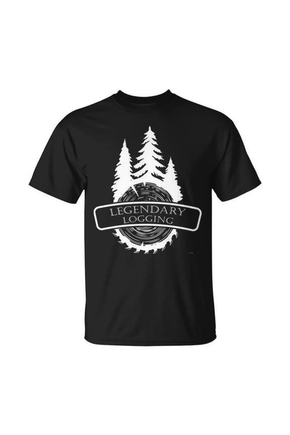 Legendary Logging Graphic Tee Unisex Adult Cotton Lumberjack Woodworker T-Shirt for Workwear or Casual Outdoor Wear, Size 4XL, Color Black