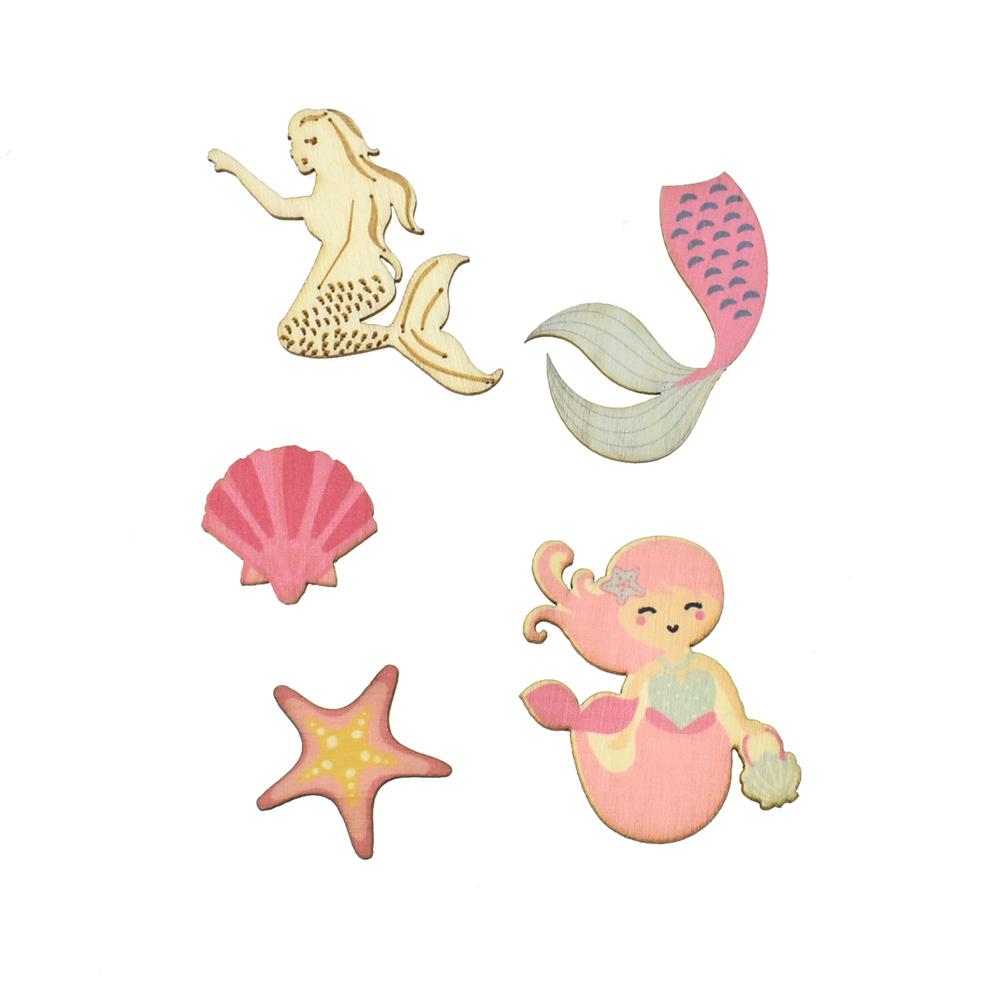 Merinding Sticker Legendary Mermaid Painted Wood Stickers, 5-Piece - Walmart.com