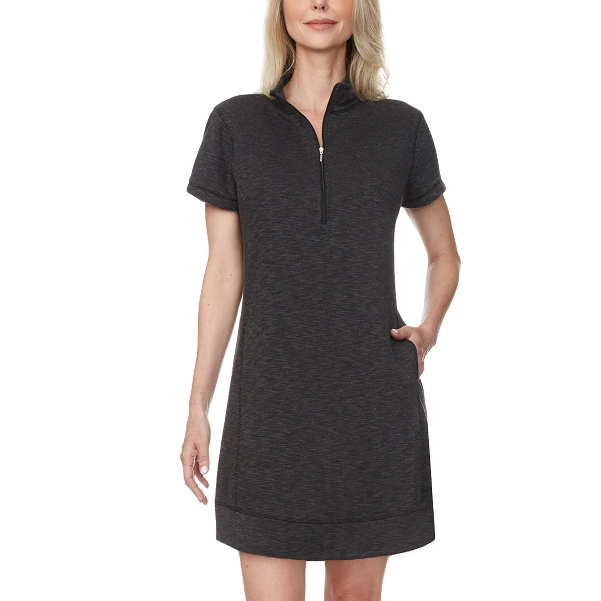 legendary outfitters ladies quarter zip dress Legendary Outfitters Women's Cotton Blend Quarter Zip Casual Mini Dress (Black, Xxl, 620442)